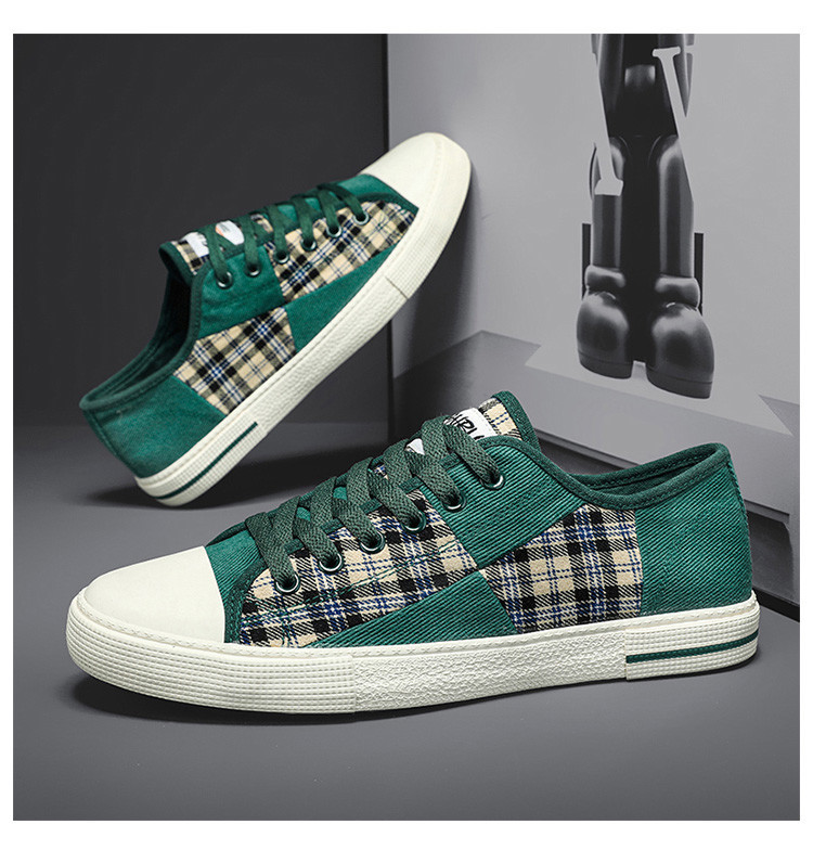 European canvas shoes men's low-top summer breathable 2023 new light luxury casual shoes trendy versatile plaid board shoes_voghion.com