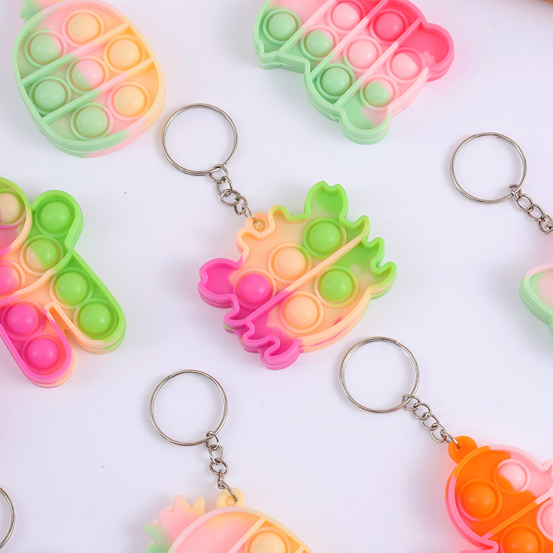 Dedo de presión burbuja Le descompresión juguete infantil pequeña descompresión arco iris llavero colgante regalo de jardín de infantes