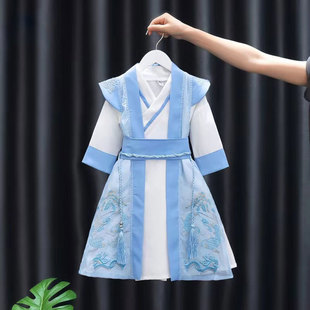 Hanfu Children's Spring and Autumn Set Tang Suit Robe for Boys Aged 3 to 6, New Chinese Style Long-Sleeve Autumn Outfit for Toddlers