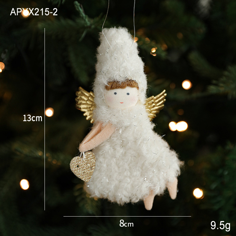 新しいクリスマス装飾ぬいぐるみ女の子人形ペンダントクリエイティブ鹿の角天使ペンダントクリスマスツリーペンダントアクセサリー|undefined