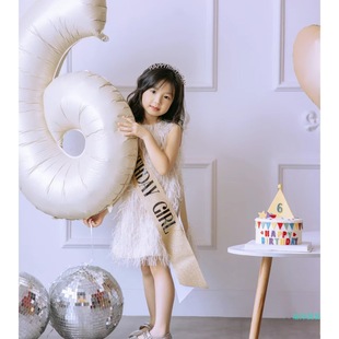 Birthday Girl Ribbon Crown Headwear Shoulder Ribbon Etiquette Hat Headband Decoration Scene Arrangement Photo Props