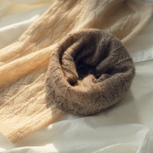 100%山羊绒2026秋冬新女高端纯色针织保暖时尚凤尾花镂空休闲脖套