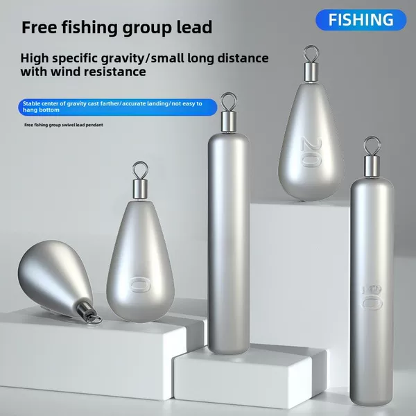 Free Fishing Group Lead Pendant Inverted Fishing Lead Rotating Eight-shaped Ring Fishing Lead Pendant Sliding Lead Water Drop Lead Cylindrical Lead Pendant Inverted Fishing Lead