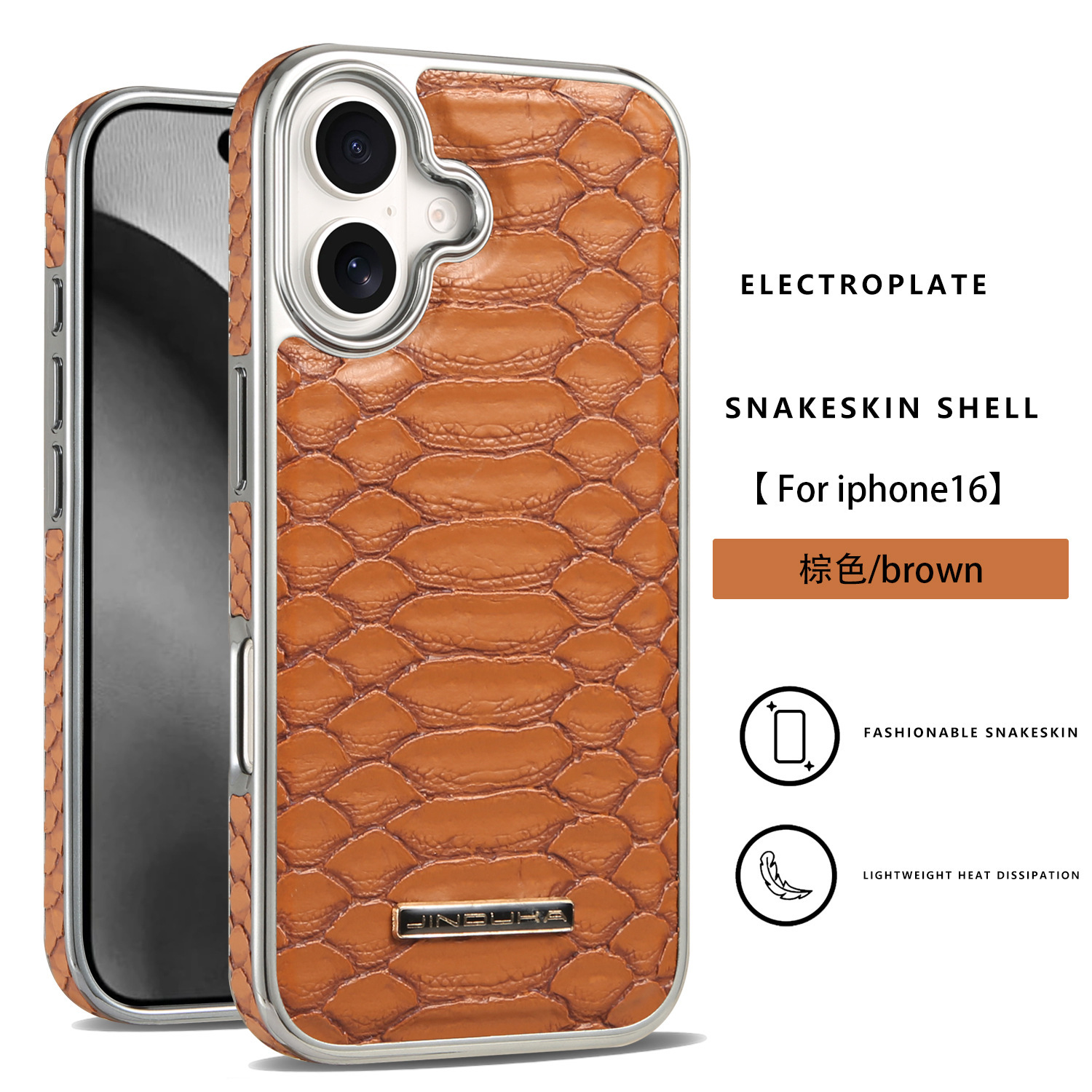 Ốp lưng iPhone 16/17 Pro Max họa tiết da rắn cao cấp, chống rơi toàn diện — màu đen, màu xanh, nâu nhạt, nâu sẫm chi tiết 11