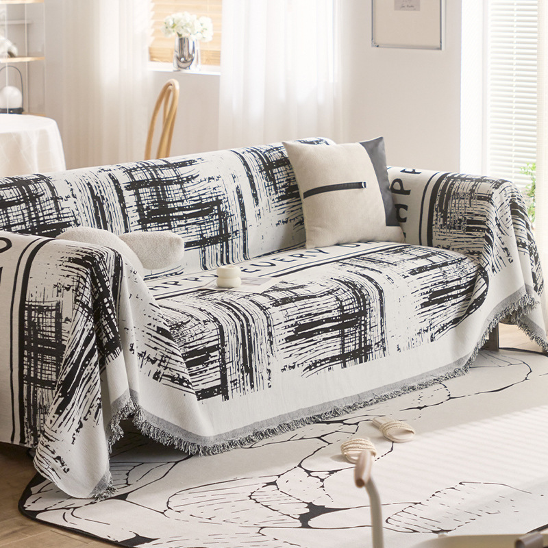 Toalla de sofá gruesa, cojín de sofá antideslizante, cuatro estaciones anti-gato universal, cubierta completa de lujo ligero.