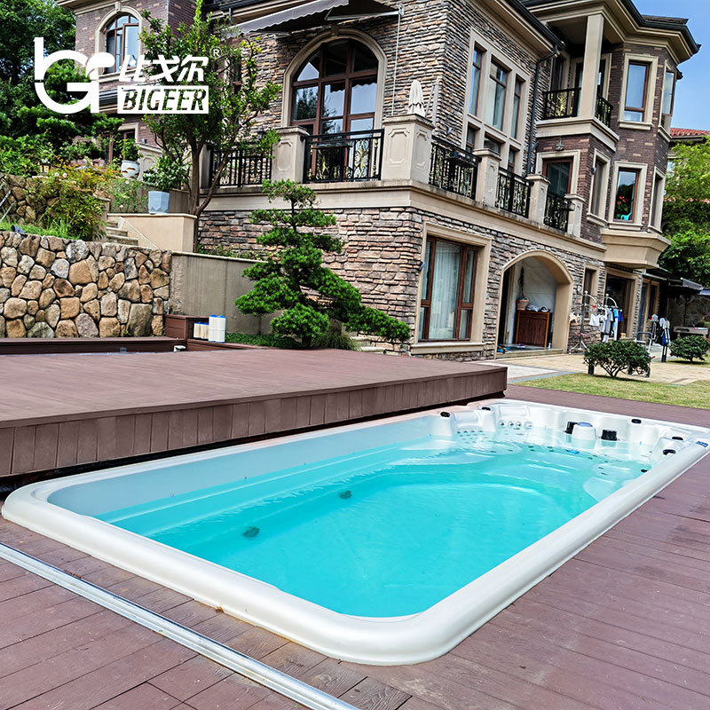 Piscina de hidromasaje infinita para casa o villa, piscina familiar para adultos con flujo laminar, surf, temperatura constante inteligente, acrílica