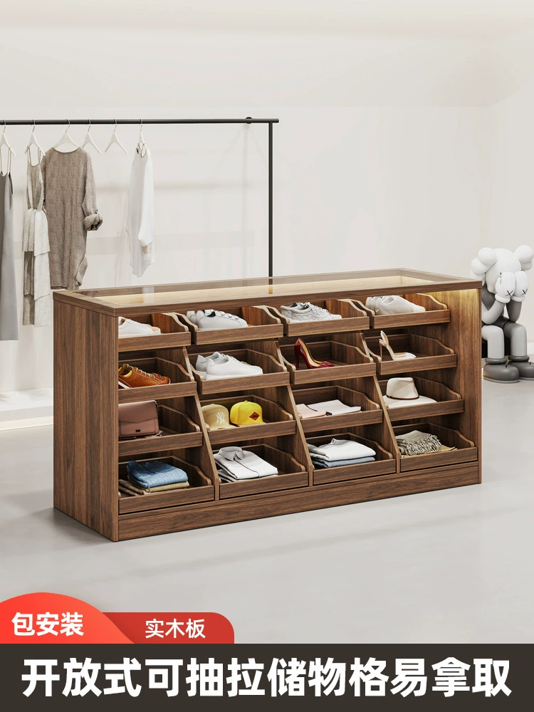 Магазин одежды из массива дерева, 4-этажный островной стол, магазин женской одежды, островной стол, шкаф для демонстрации, витрина, украшения для витрины, стенд