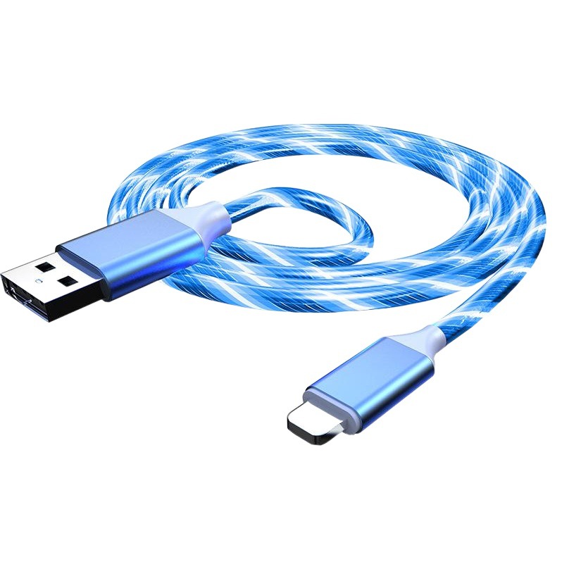 Metal streamer cable de datos para Apple Android tipo-C caballo luz luminosa Super carga rápida 2.4a cable de carga rápida