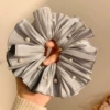 3# blue pearl pleated hair tie-20cm