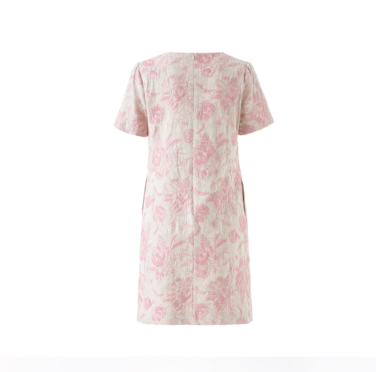 Đầm chữ A thêu jacquard tay ngắn mùa xuân hè — xanh lam chi tiết 22