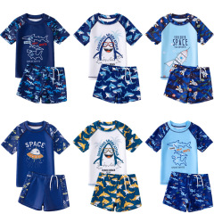 貴人鳥新款兒童泳衣男童中大童分體短袖防曬泳裝溫泉游泳衣夏批發