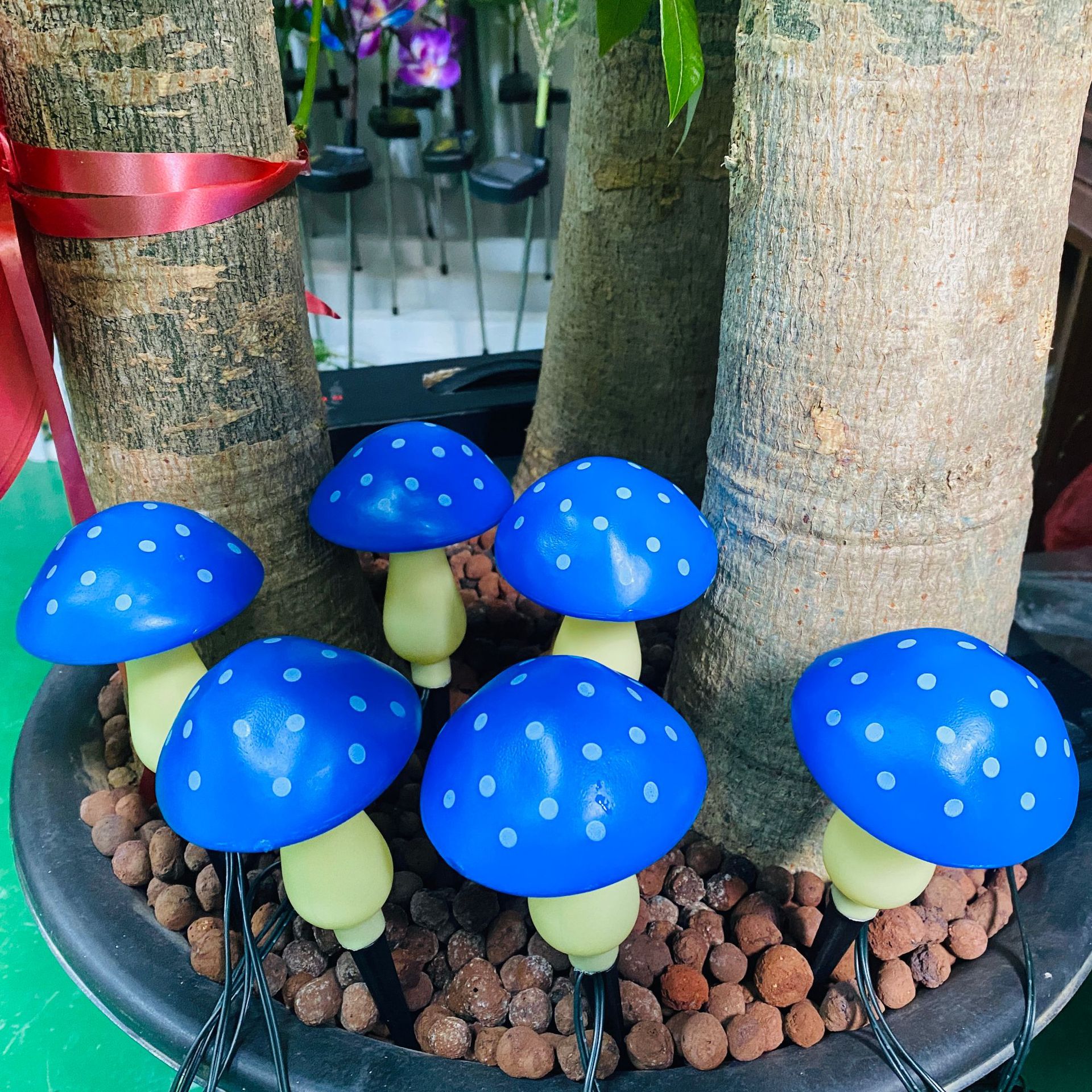 Fabricante DE LA FUENTE popular luz de la seta solar cadena jardín al aire libre luz decorativa de Navidad LED luz de modelado de la seta