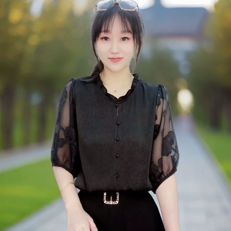 Рубашка иностранная летняя 2024 новая повседневная легкая роскошная дизайнерская чувственность нишевые топы модные дикие темпераменты