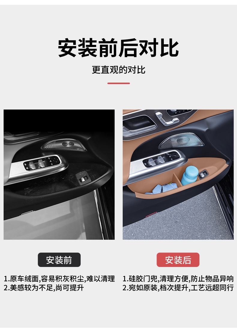 Mercedes-Benz E300L New E-Class E260L Door Storage Pocket Tpe Door Slot Pad Storage Box Organizer Car Interior Accessories