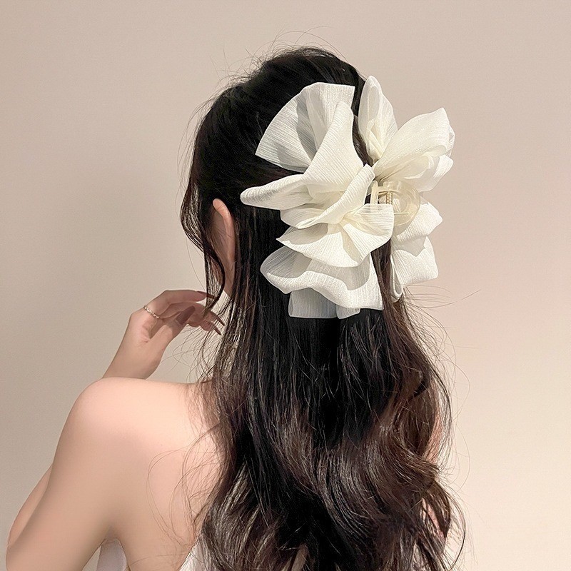 Clip de agarre de lazo de súper hada, parte posterior de la cabeza llena, pinza para el cabello, clip para el cabello de princesa, tocado de clip de tiburón de sentido avanzado