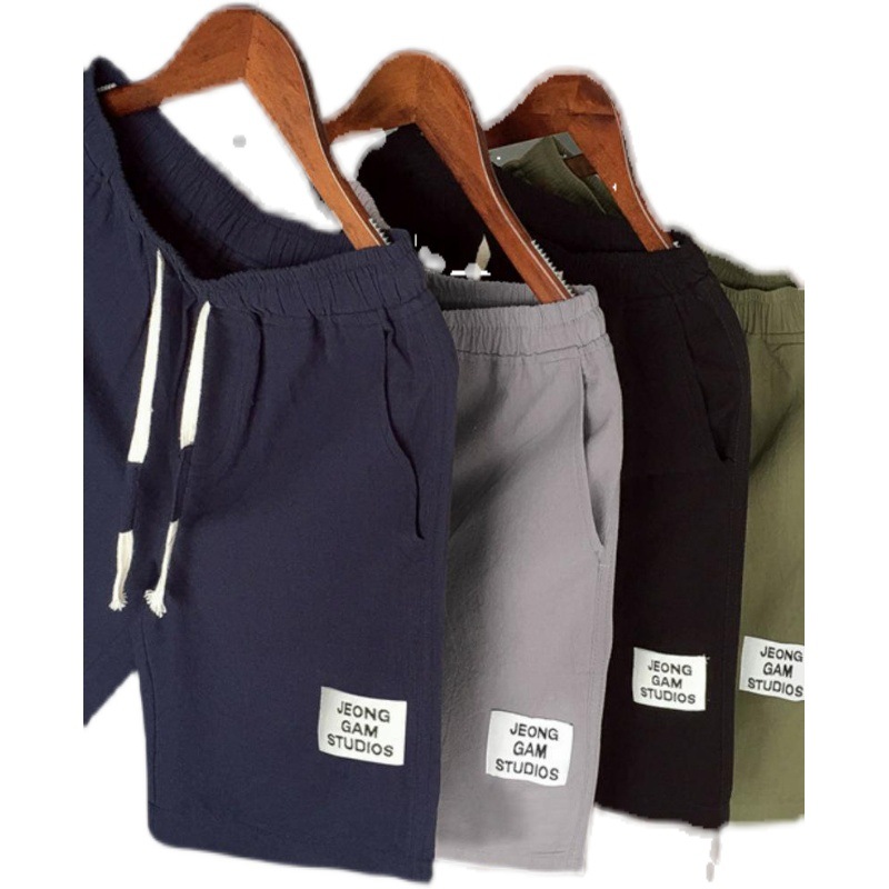 Summer Youth cropped pants loose plus size casual beach pants men's cotton and linen thin shorts beach pants