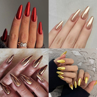Collection Cross-border Electroplated Almond Wear Armor Europe and the United States Cross-border Foreign Trade ins Fashion Fake Nail Patch nails