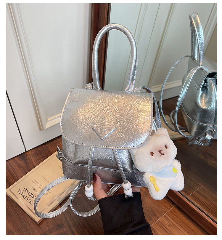 Stylish and sweet casual mini shopping and travel backpack 2025 New style, trendy and versatile solid color hand-held backpack full figure