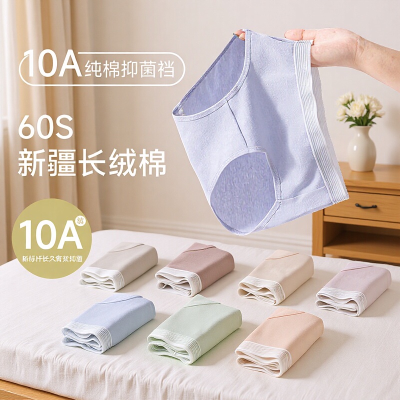Fresh and Simple Women's Underwear, Pure Cotton, Breathable, Seamless, Mid-Waist, Young Girl's Briefs, Breathable and Comfortable