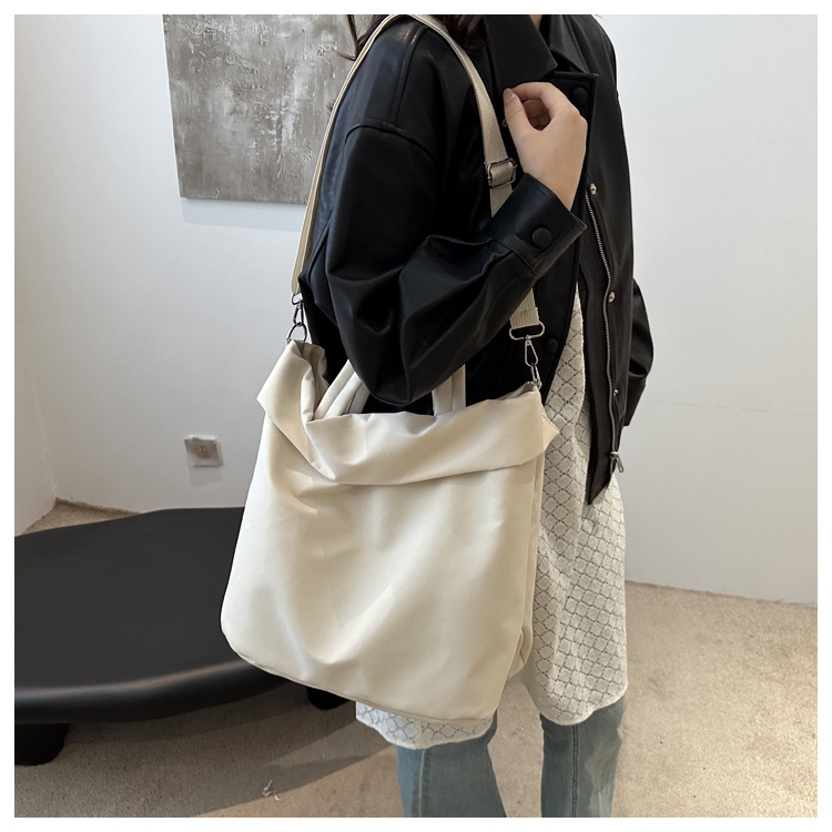 New casual nylon fashion solid color 2024 large-capacity solid color tote canvas crossbody single-shoulder hand-held Tote bag undefined