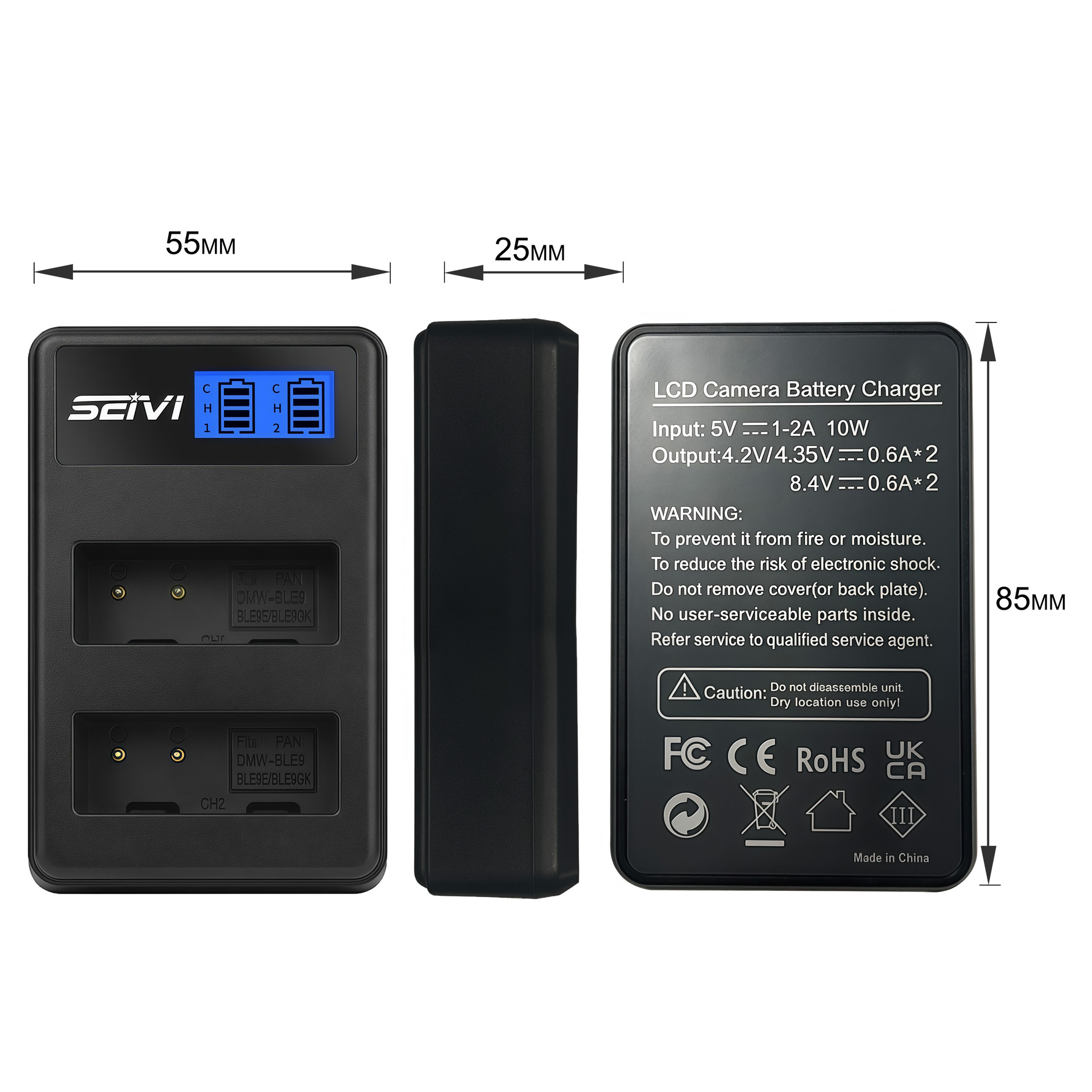 BLE9/BLG10 BMB9 Batería de litio Cargador doble para cámara digital Panasonic GM5 GF7 GF8