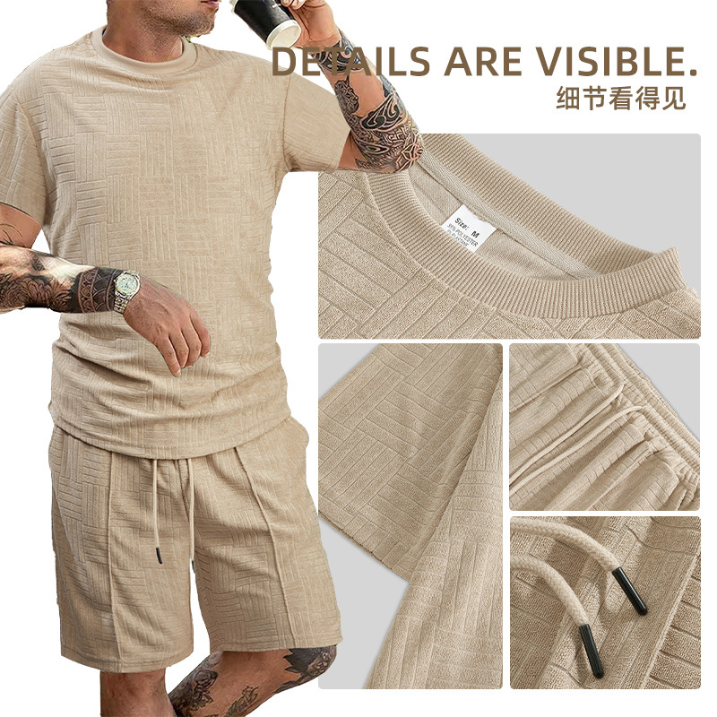 2026 verano nuevo hombre Europa y América transfronterizos Amazon casual pantalones cortos de manga corta sueltos trajes deportivos polo