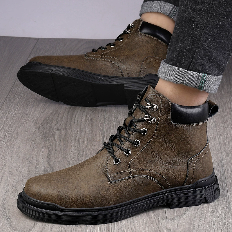 Ботинки Martens‑стиля из кожи, английский дизайн, тёплая подкладка, челси низкие, размеры 37–45