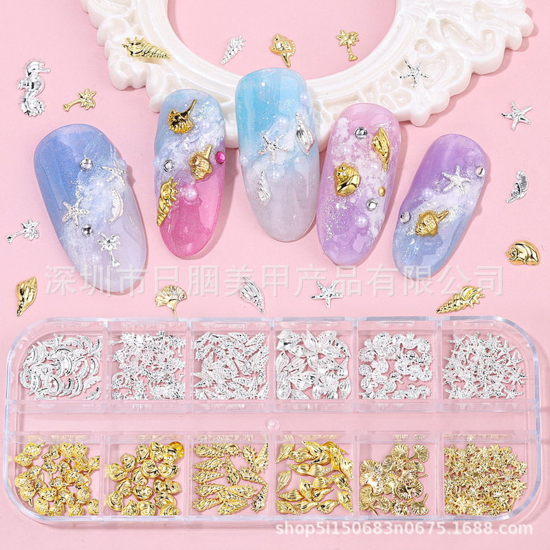 Cross-Border Popular Nail Art Rivets, Metal Punk Ocean Style Mix and Match DIY Irregular Nail Art DIY Accessories