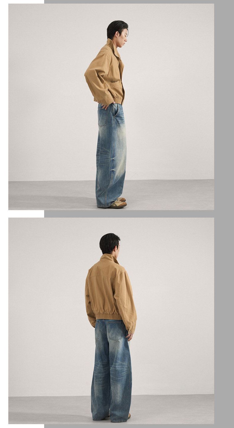 LKTM Men's Vintage Light Wash Baggy Jeans Relaxed Fit Wide Leg Bootcut Trousers with Whisker Distressing_viptrois.com