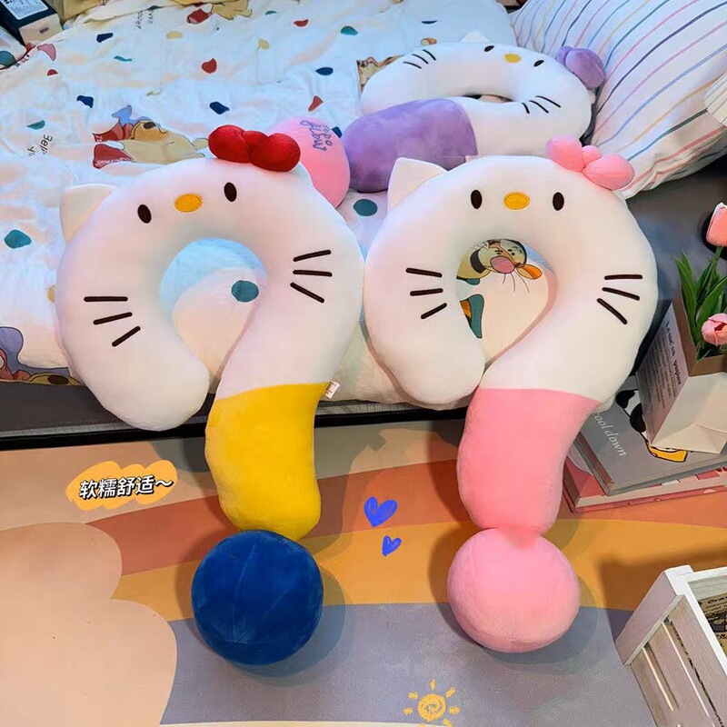 漫画 kt 猫疑問符 U 字型枕カジュアル枕ぬいぐるみソファクッション装飾装飾品昼寝枕女性|undefined