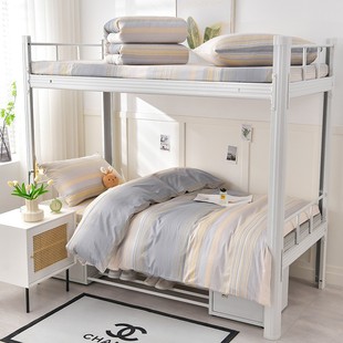 Customized student dormitory six-piece cotton cotton bedding single three-piece unit staff dormitory bedding set batch
