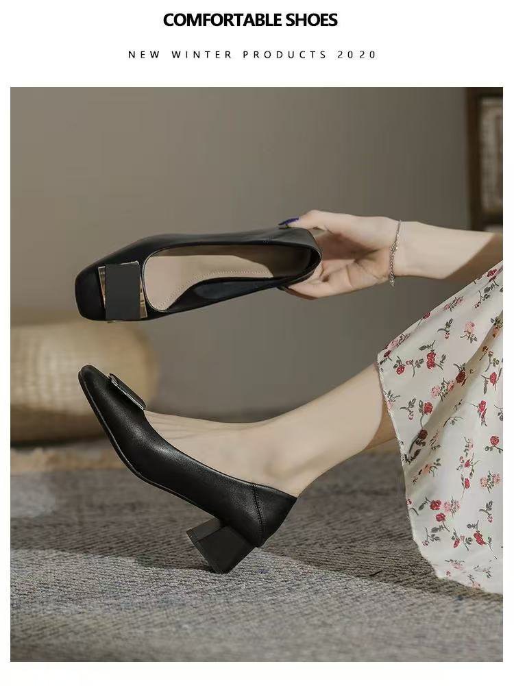 Unique Design, High-end Feel, Mid-heel Shallow Square-toed Women's Shoes, New Autumn Model, Comfortable For Long_voghion.com
