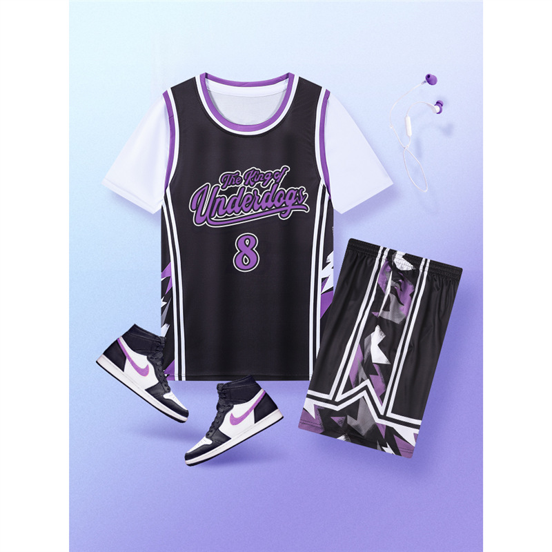 Basketball uniform girls fake two-piece sportswear suit team uniform women's summer competition training basketball uniform short-sleeved class uniform