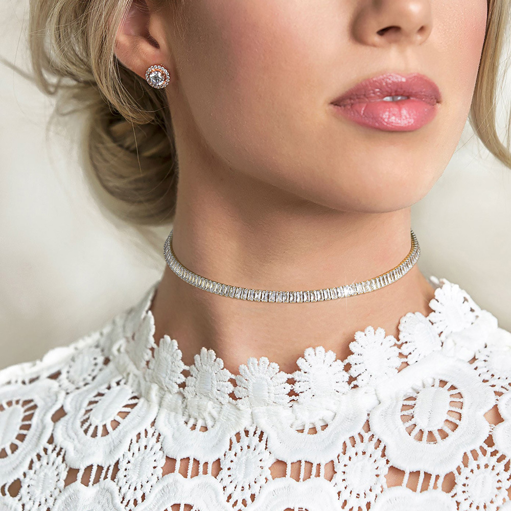 Zircon Tennis Neckchain For Men And Women, Rectangular Necklace_voghion.com