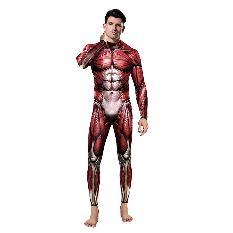 速売通欧米ハロウィーンcoslay人体筋肉線3dデジタルプリント連体レオタード|undefined