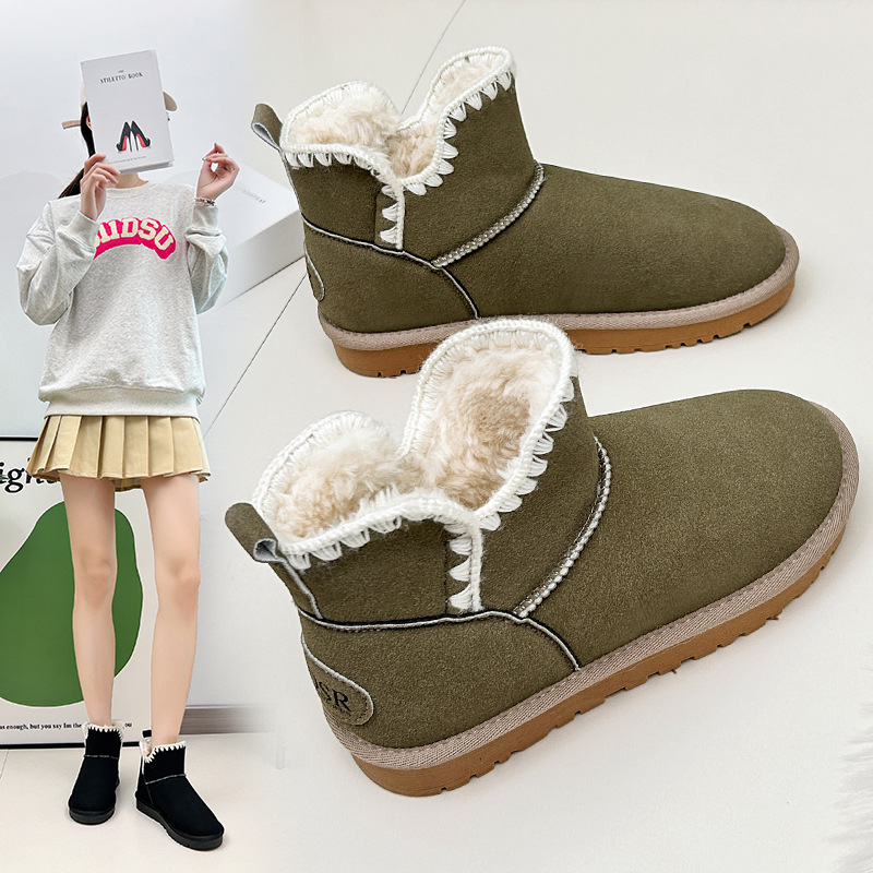 Chaussures chaudes en peluche polyvalentes à fond plat pour femmes, chaussures décontractées confortables pour l'hiver 2023_voghion.com