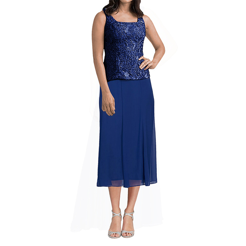 Comercio exterior Amazon vestido de noche de mujer nuevo matrimonio dos piezas temperamento delgado sin mangas fiesta regalos de celebridades medianos y largos