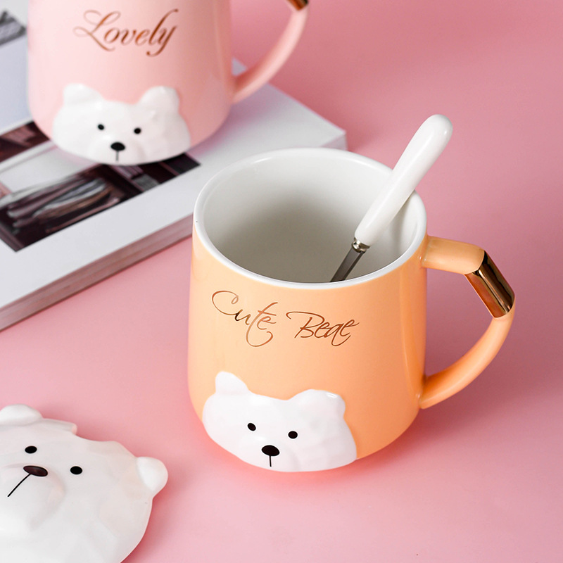 Creativa encantadora caricatura de cerámica taza de oficina regalo taza de café taza de agua taza de desayuno de pareja