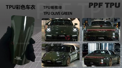 Anti-Yellowing, Hydrolysis-Resistant, Colored Ppf, Automotive Film - 15215m-5-years-warranty-tpu-olive-green-water-sticker