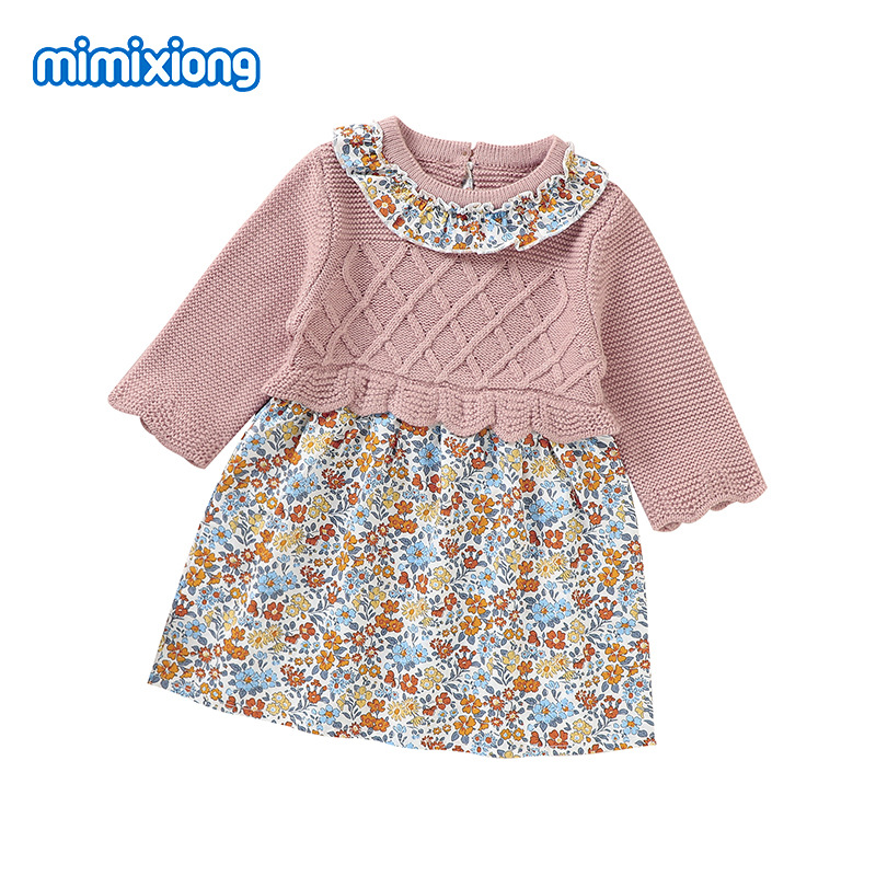 ins热卖秋冬新款婴儿碎花连衣裙