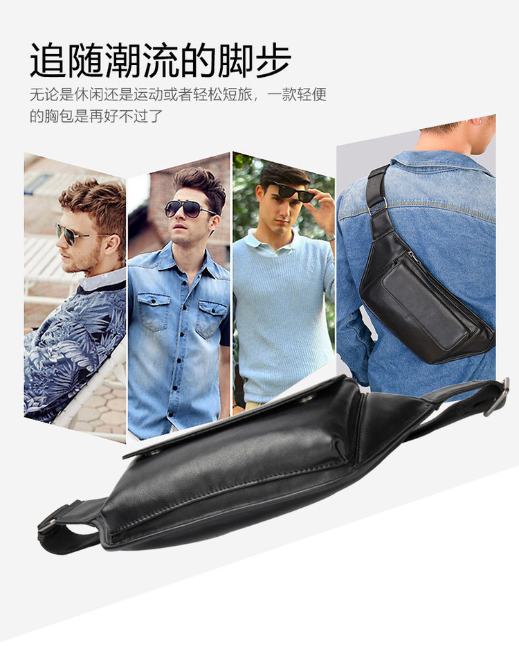 Túi đeo chéo nam da bò thật kiểu mới, túi đeo ngực đa năng chống nước — 8910-Đen, 9009-Đen, 9112 đen chi tiết 33