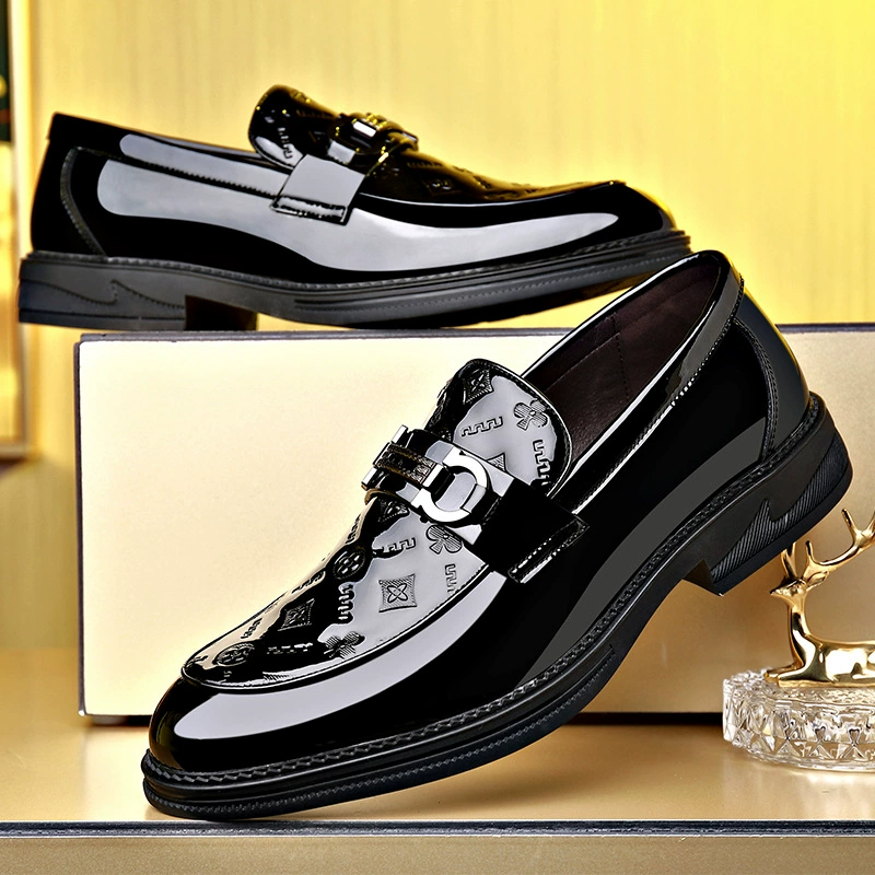 Туфли Doug, мужская повседневная британская кожаная обувь, мужская обувь из лакированной кожи, глянцевые кожаные ленивые лоферы с верхним слоем из воловьей кожи, с одной педалью