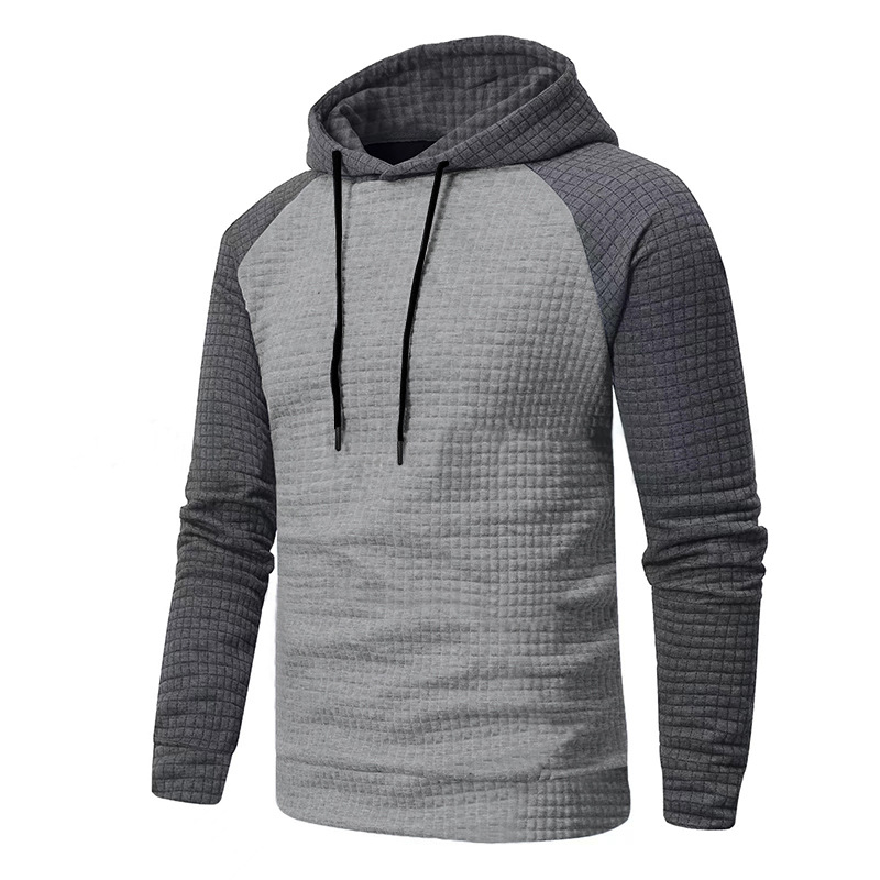 Schweres Kapuzensweatshirt mit Farbblockdesign für Herren, lockere Passform, Pullover mit Kordelzug für lässige Streetwear (Schwarz/Grau, Armeegrün/Beige)​_voghion.com