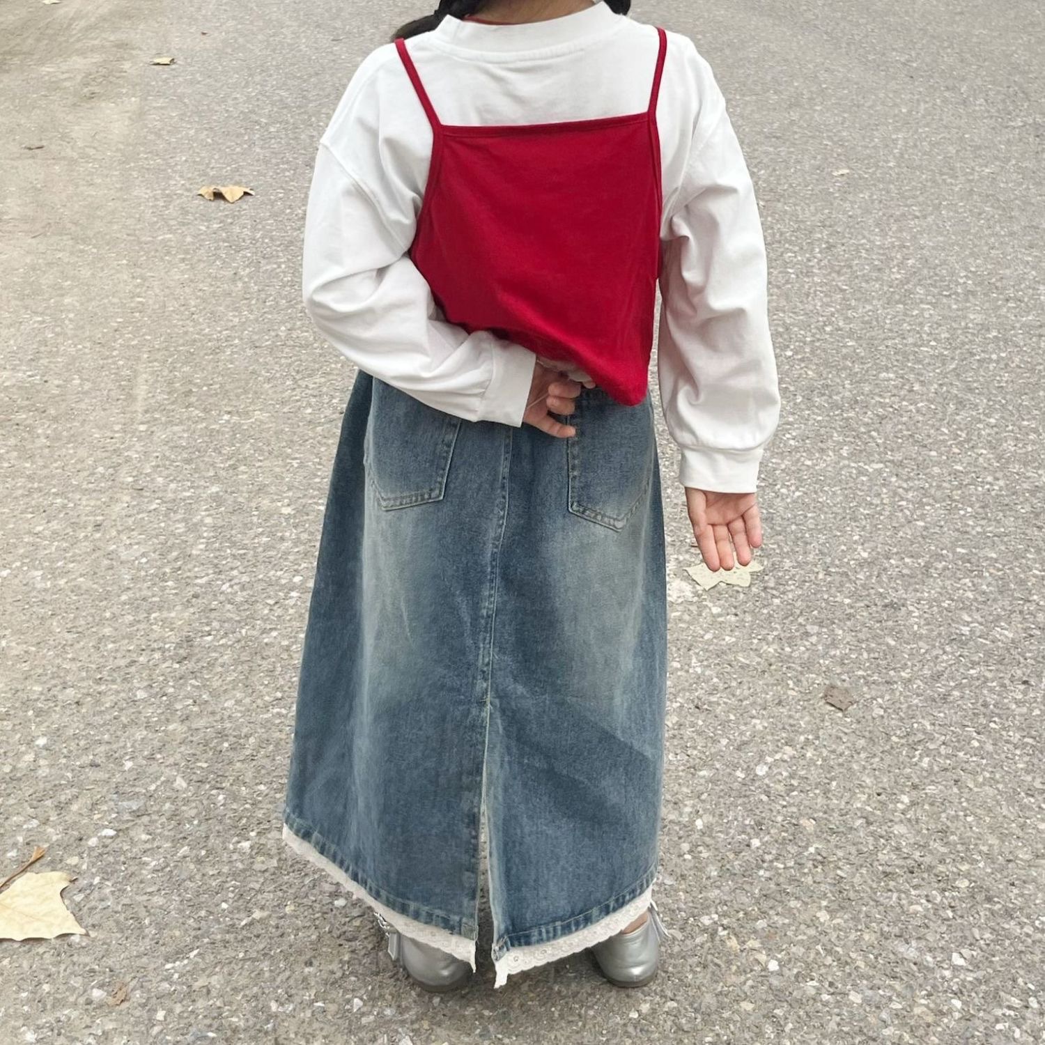 Niños niñas princesa encaje suave vaqueros niños grandes y medianos estilo coreano falda de cintura elástica cuatro estaciones transfronterizas
