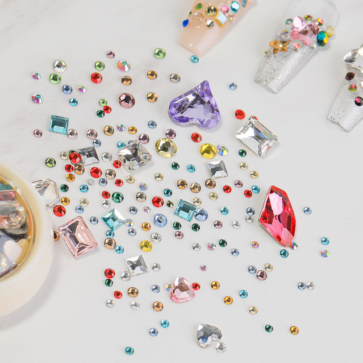 Internet celebrity monkey same style nail art gem diamond jewelry texture crystal diamond multi-cut axe pointed bottom diamond nail sticker