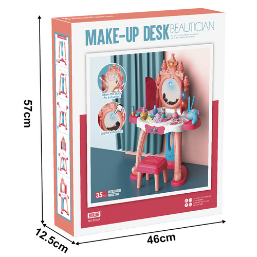 Foreign trade children's simulation induction music dresser set, girls dress up dresser, play house makeup toys