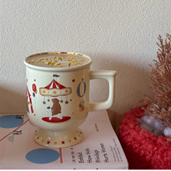 原創高顏值童趣馬克杯可愛小眾高腳陶瓷杯咖啡杯牛奶奶茶杯水杯女