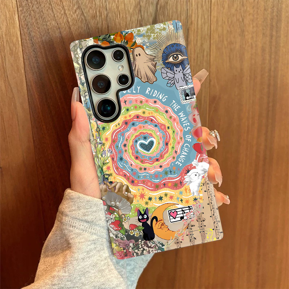 爱心旋涡小猫适用三星S23ultra菲林壳二合一S24plus手机保护套S25