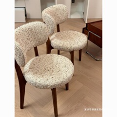 白蜡木家用复古轻奢设计师靠背椅现代简约餐椅咖啡厅餐厅化妆椅