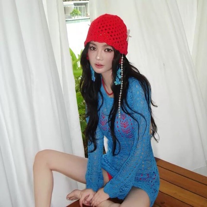 2025时尚辣妹bikin针织镂空罩衫三件套钢托聚拢温泉沙滩度假泳衣